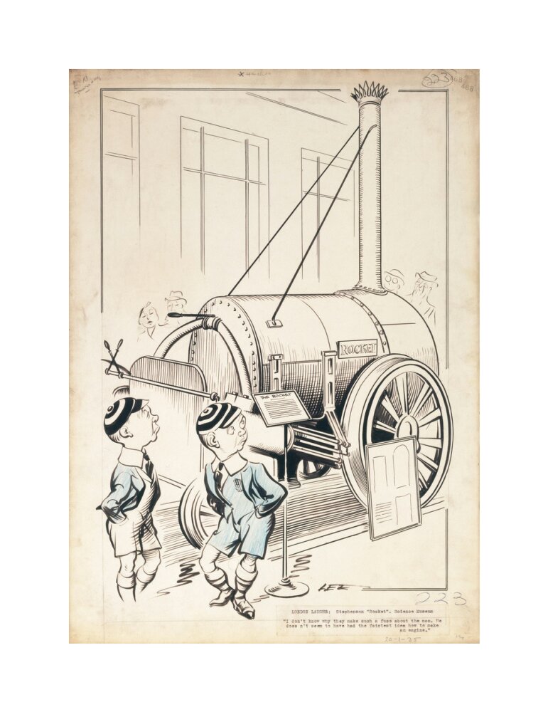 London Laughs - 'Stephenson's Rocket, Science Museum', 1935. unstretched canvas medium none Art Print - Science Museum Shop
