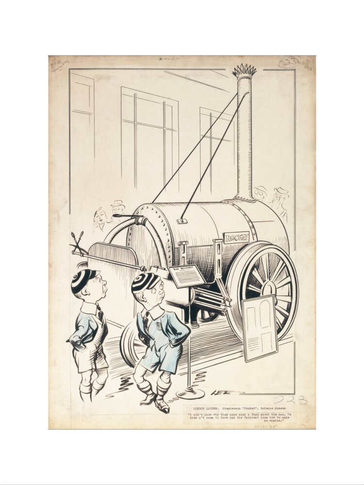 London Laughs - 'Stephenson's Rocket, Science Museum', 1935. art print large none Art Print - Science Museum Shop