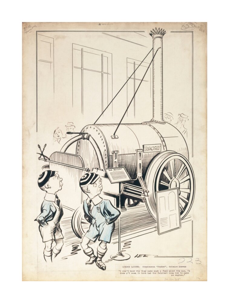 London Laughs - 'Stephenson's Rocket, Science Museum', 1935. unstretched canvas large none Art Print - Science Museum Shop