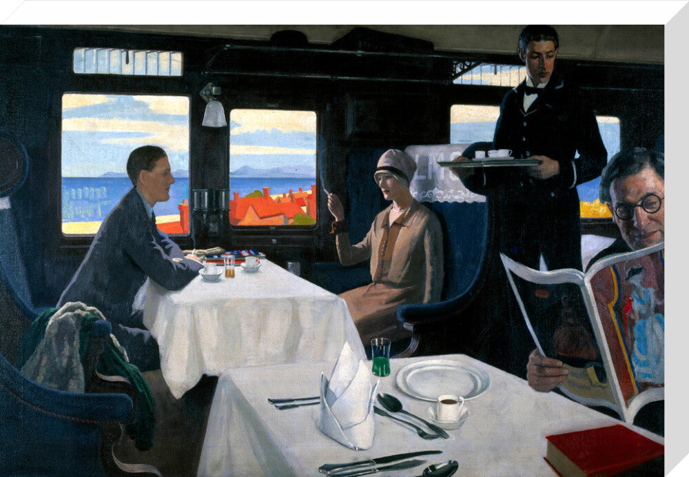 Interior of an LMS refreshment car, 1923-1935. stretched canvas large none Art Print - Science Museum Shop