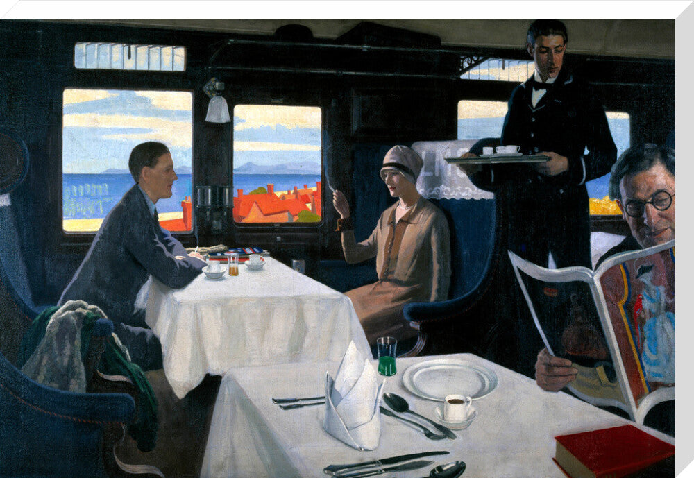 Interior of an LMS refreshment car, 1923-1935. stretched canvas extra large none Art Print - Science Museum Shop