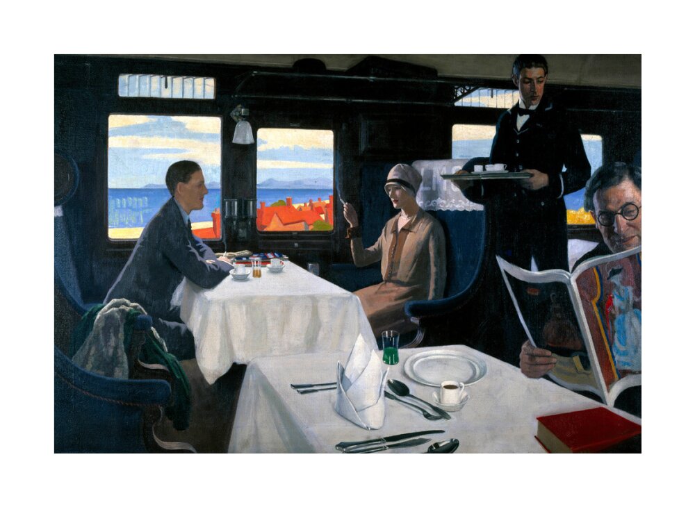 Interior of an LMS refreshment car, 1923-1935. unstretched canvas large none Art Print - Science Museum Shop