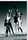 Men and women jumping for a basketball by the sea, 1930s. stretched canvas extra large none Art Print - Science Museum Shop