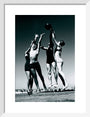 Men and women jumping for a basketball by the sea, 1930s. art print small white Art Print - Science Museum Shop