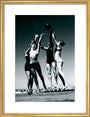 Men and women jumping for a basketball by the sea, 1930s. art print medium gold Art Print - Science Museum Shop