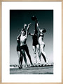 Men and women jumping for a basketball by the sea, 1930s. art print large natural Art Print - Science Museum Shop