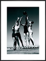 Men and women jumping for a basketball by the sea, 1930s. art print extra large black Art Print - Science Museum Shop