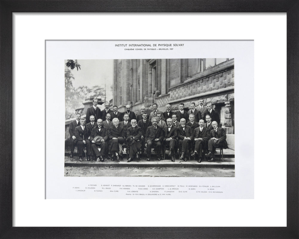 Fifth Solvay Physics Conference, Brussels, 1927. art print extra small black Art Print - Science Museum Shop