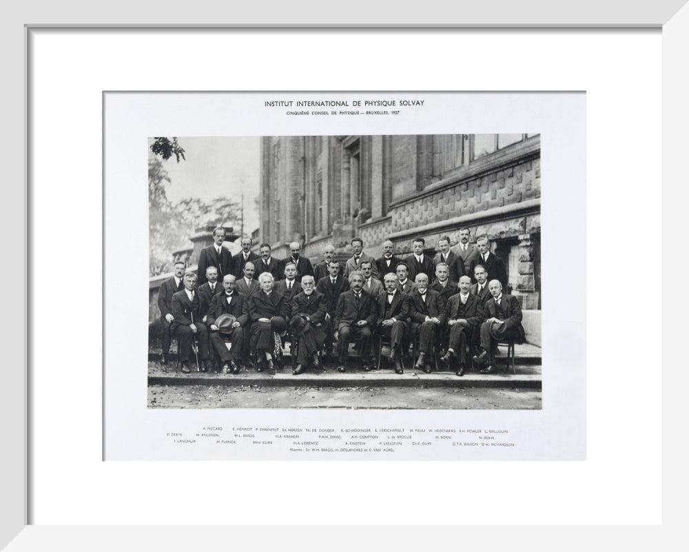 Fifth Solvay Physics Conference, Brussels, 1927. art print extra small white Art Print - Science Museum Shop