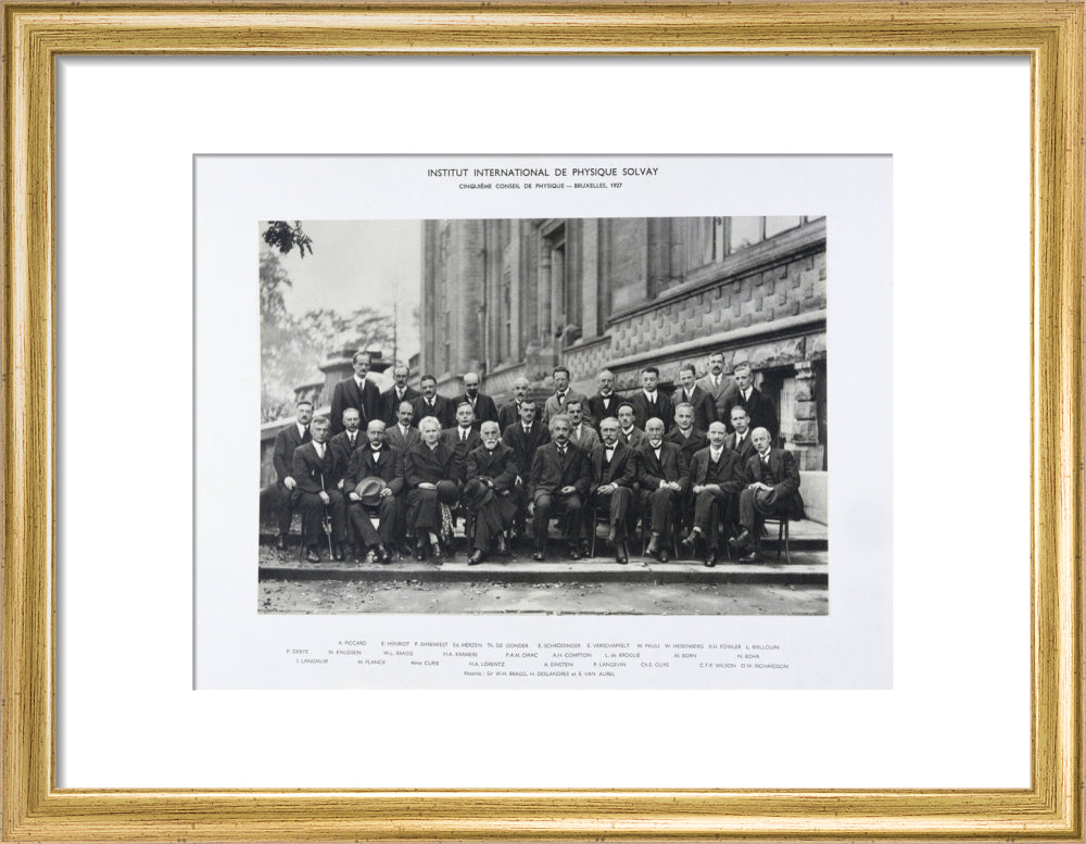 Fifth Solvay Physics Conference, Brussels, 1927. art print small gold Art Print - Science Museum Shop