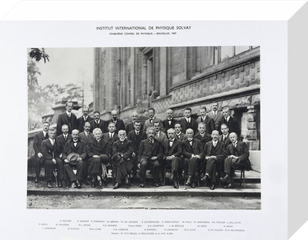 Fifth Solvay Physics Conference, Brussels, 1927. stretched canvas small none Art Print - Science Museum Shop