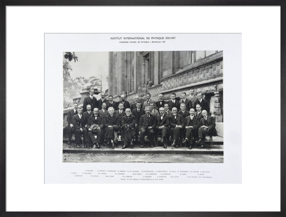 Fifth Solvay Physics Conference, Brussels, 1927. art print large black Art Print - Science Museum Shop