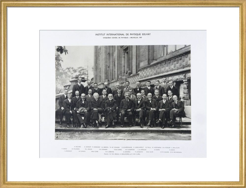 Fifth Solvay Physics Conference, Brussels, 1927. art print large gold Art Print - Science Museum Shop
