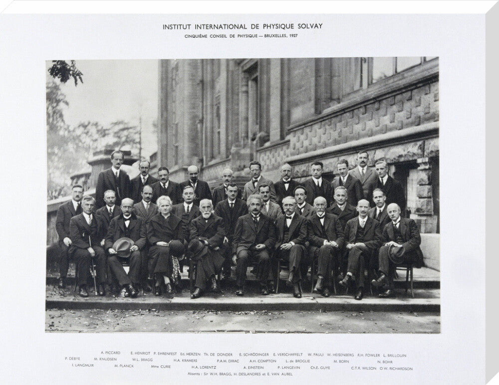 Fifth Solvay Physics Conference, Brussels, 1927. stretched canvas extra large none Art Print - Science Museum Shop
