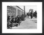 Miners resting at Central Station, Blackpool, 21 June 1919. art print extra small black Art Print - Science Museum Shop