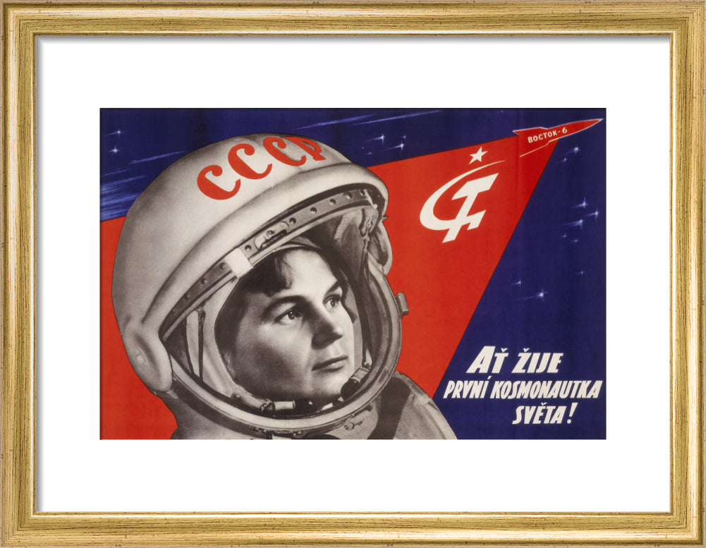 Valentina Vladimirovna Tereshkova, Russian cosmonaut, 1963. art print small gold Art Print - Science Museum Shop