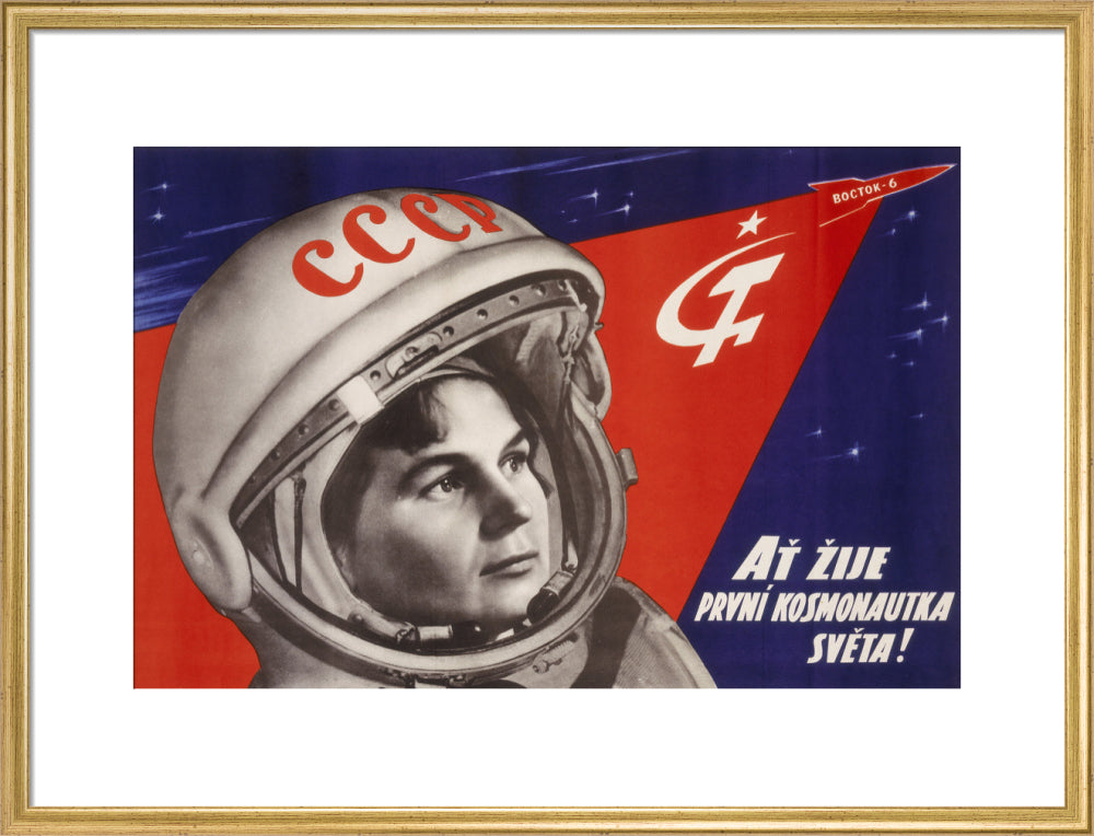 Valentina Vladimirovna Tereshkova, Russian cosmonaut, 1963. art print large gold Art Print - Science Museum Shop