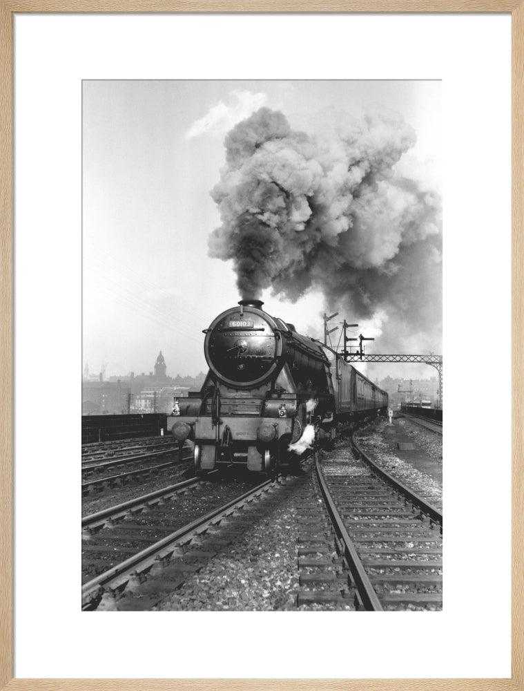 'Flying Scotsman' A3 Class steam locomotive leaving Leeds station, 1956. art print large natural Art Print - Science Museum Shop