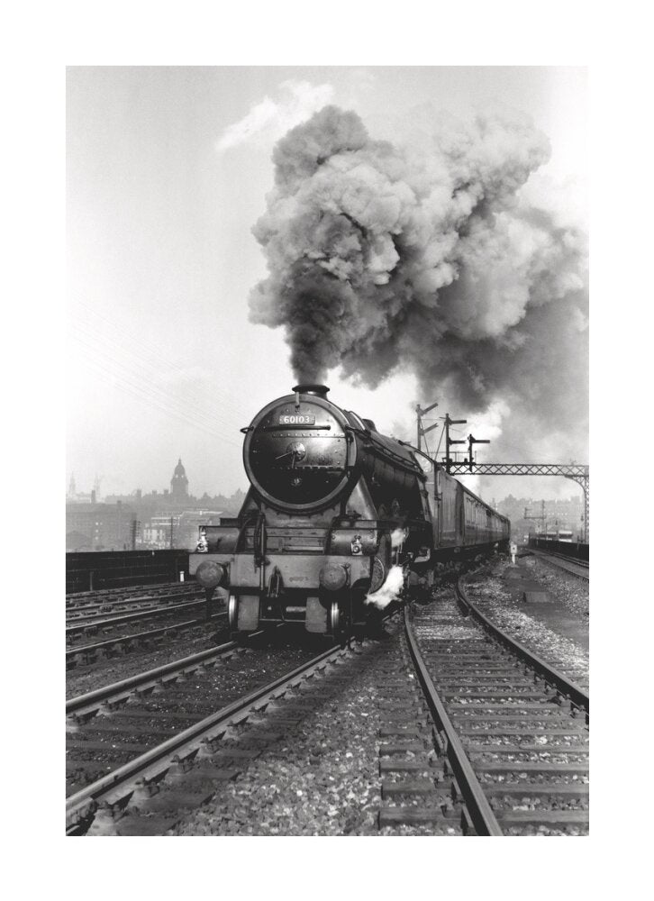 'Flying Scotsman' A3 Class steam locomotive leaving Leeds station, 1956. unstretched canvas large none Art Print - Science Museum Shop
