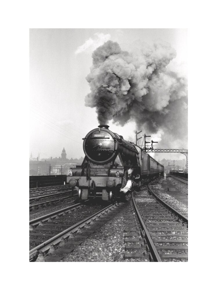 'Flying Scotsman' A3 Class steam locomotive leaving Leeds station, 1956. art print extra large none Art Print - Science Museum Shop