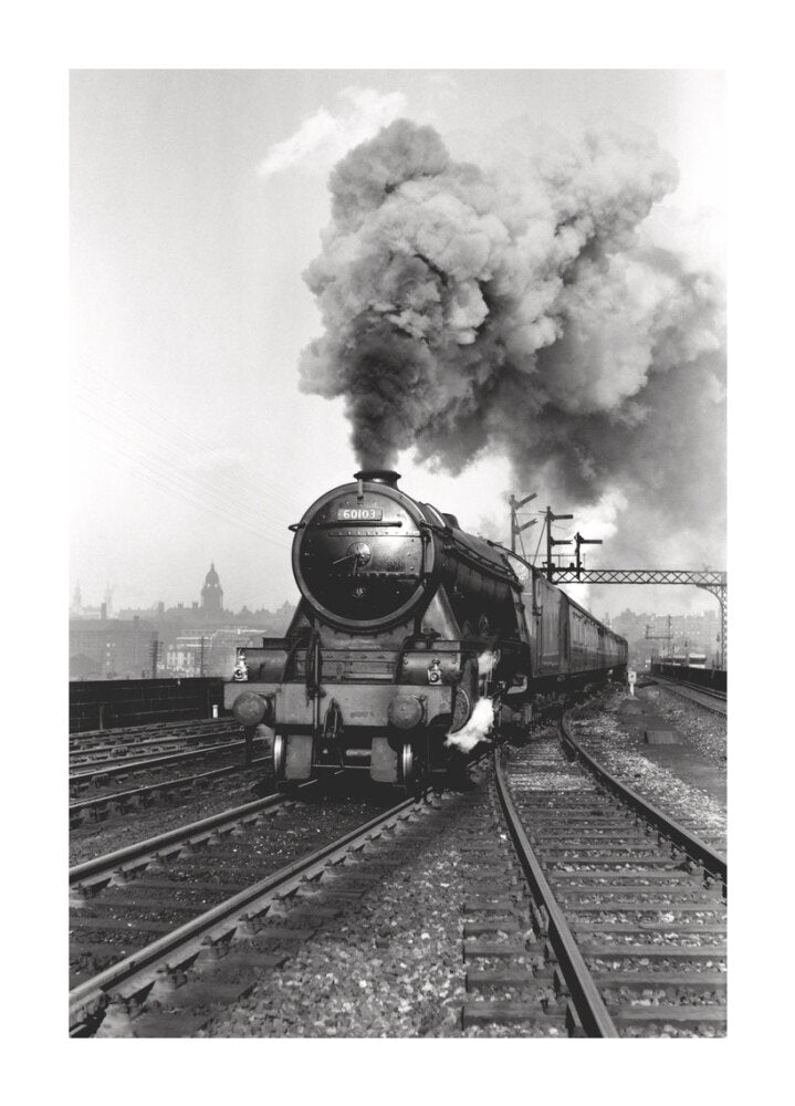 'Flying Scotsman' A3 Class steam locomotive leaving Leeds station, 1956. unstretched canvas extra large none Art Print - Science Museum Shop