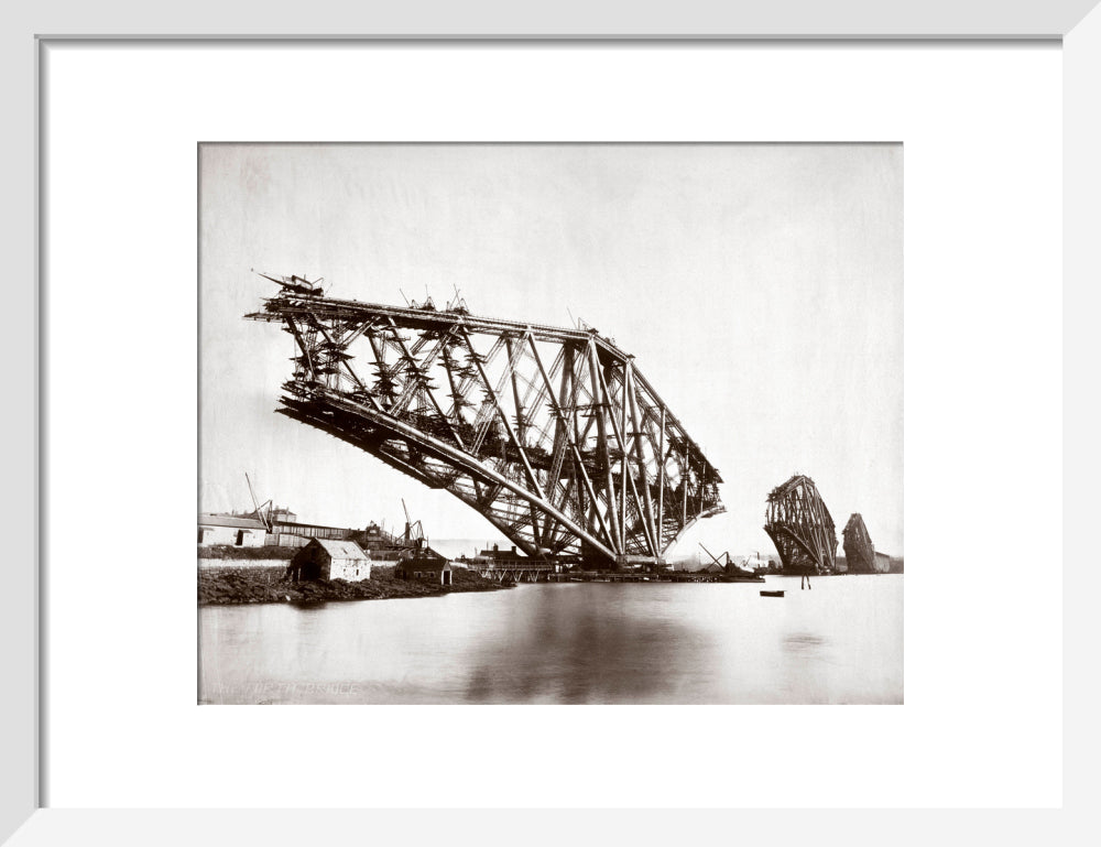 Construction of the Forth Railway Bridge, 1887. art print small white Art Print - Science Museum Shop