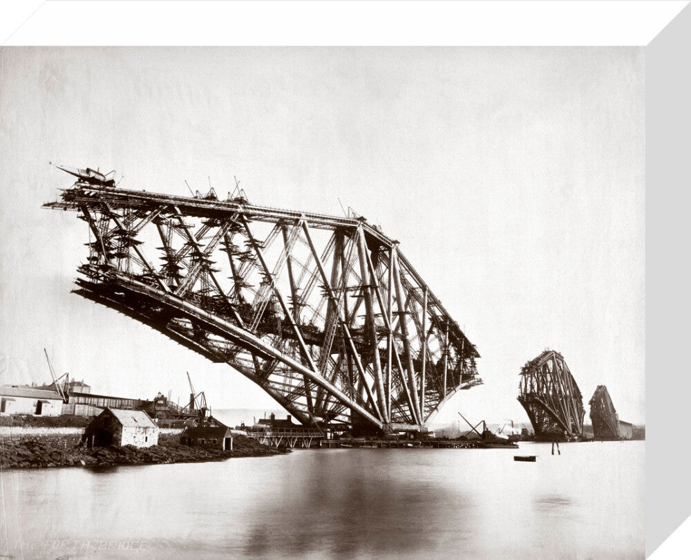 Construction of the Forth Railway Bridge, 1887. stretched canvas small none Art Print - Science Museum Shop