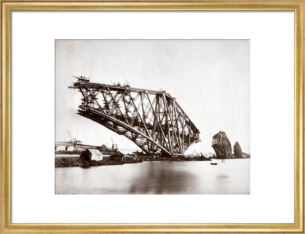 Construction of the Forth Railway Bridge, 1887. art print medium gold Art Print - Science Museum Shop