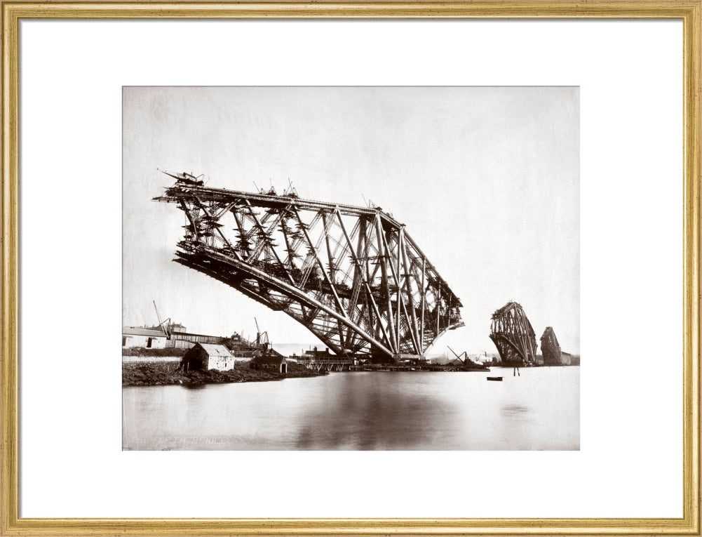 Construction of the Forth Railway Bridge, 1887. art print large gold Art Print - Science Museum Shop