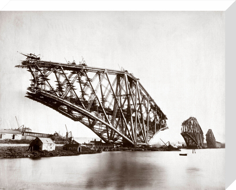 Construction of the Forth Railway Bridge, 1887. stretched canvas medium none Art Print - Science Museum Shop