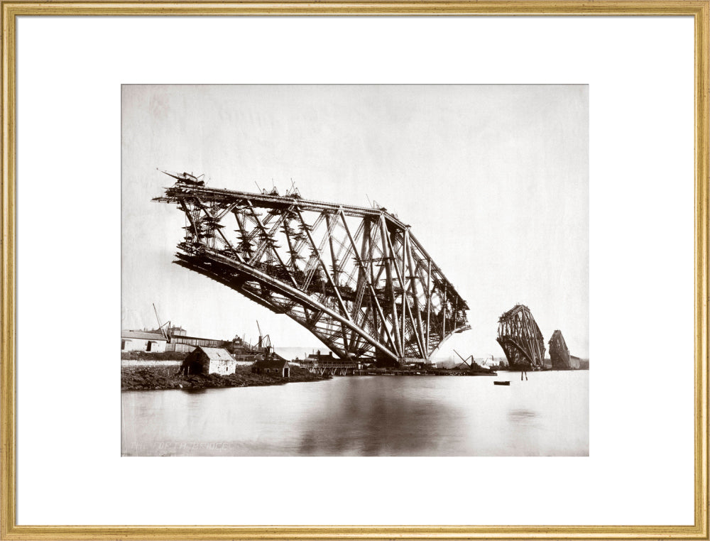Construction of the Forth Railway Bridge, 1887. art print extra large gold Art Print - Science Museum Shop