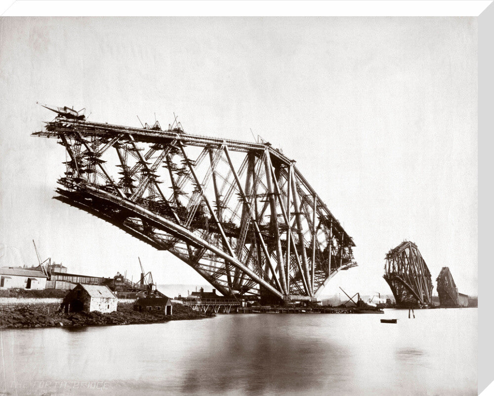 Construction of the Forth Railway Bridge, 1887. stretched canvas large none Art Print - Science Museum Shop