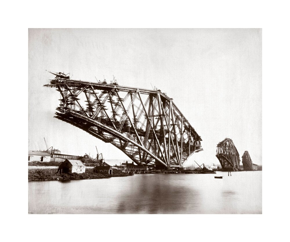 Construction of the Forth Railway Bridge, 1887. unstretched canvas medium none Art Print - Science Museum Shop