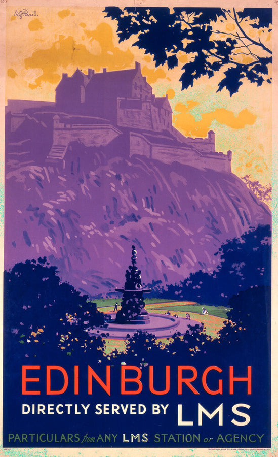 'Edinburgh, directly served by LMS', poster, c 1930s. Art Print - Science Museum Shop