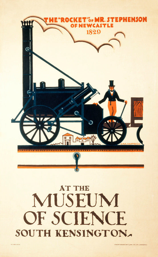 'The 'Rocket' of Mr Stephenson at the Museum of Science', 1922. Art Print - Science Museum Shop