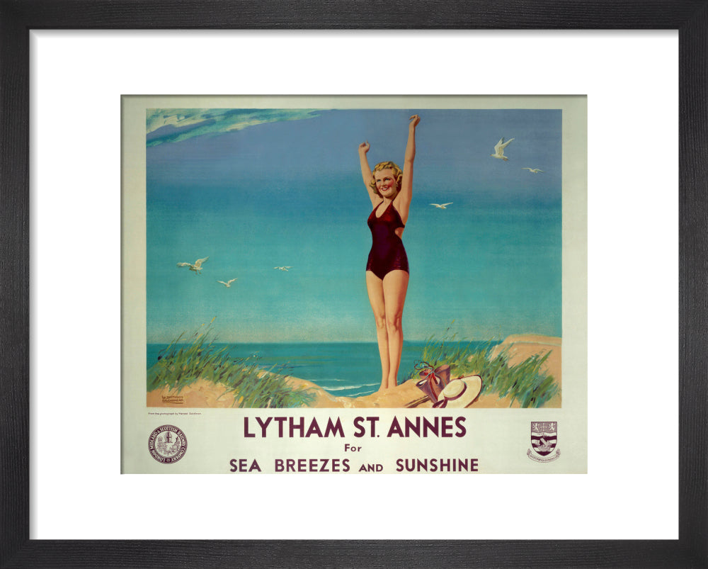 'Lytham St Annes for Sea Breezes and Sunshine', LMS poster, 1923-1947. art print extra small black Art Print - Science Museum Shop