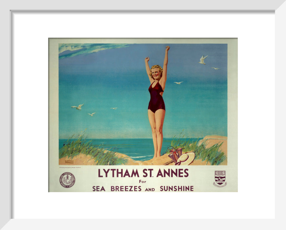 'Lytham St Annes for Sea Breezes and Sunshine', LMS poster, 1923-1947. art print extra small white Art Print - Science Museum Shop