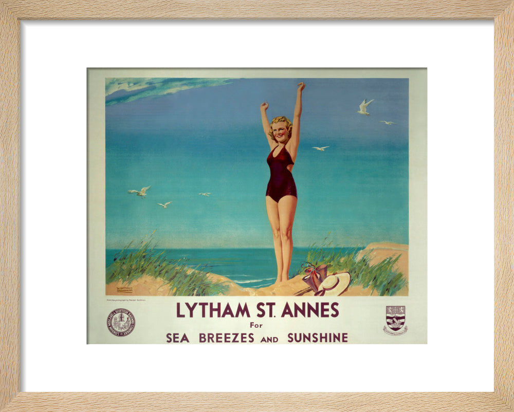 'Lytham St Annes for Sea Breezes and Sunshine', LMS poster, 1923-1947. art print extra small natural Art Print - Science Museum Shop