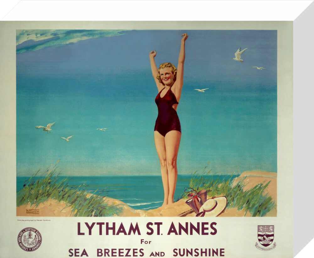 'Lytham St Annes for Sea Breezes and Sunshine', LMS poster, 1923-1947. stretched canvas small none Art Print - Science Museum Shop