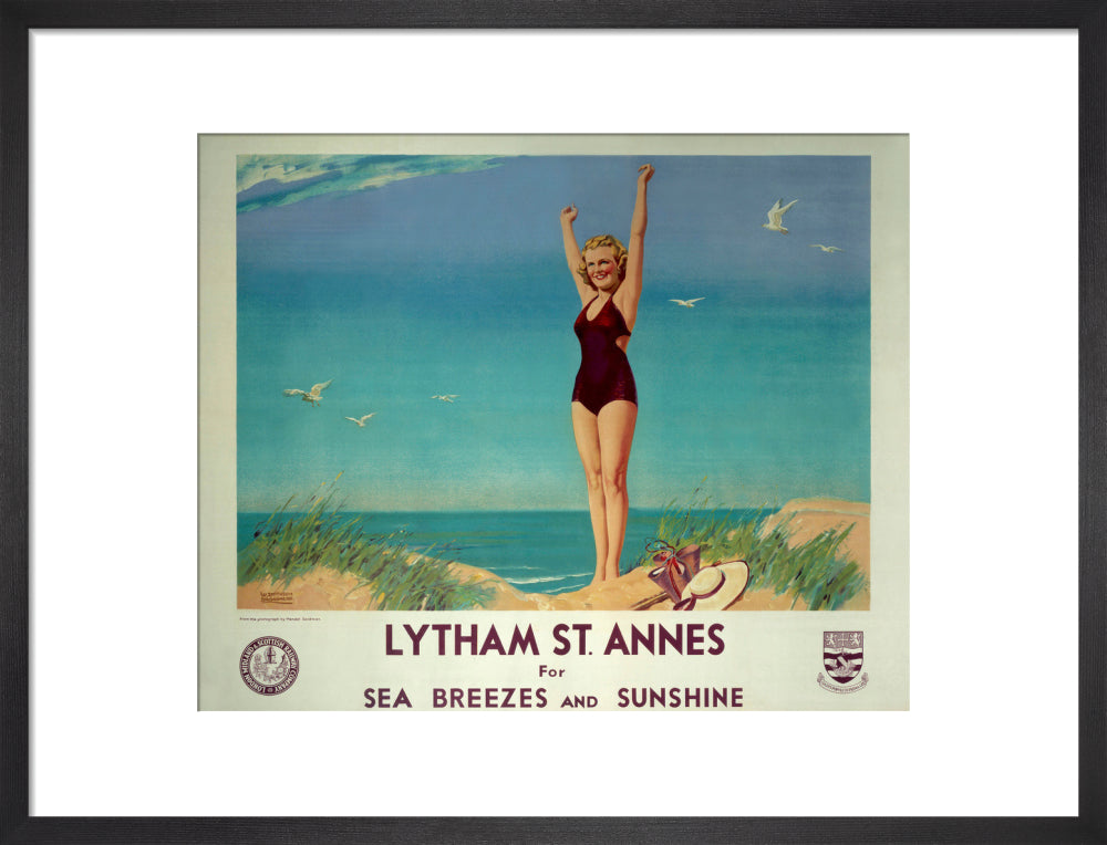 'Lytham St Annes for Sea Breezes and Sunshine', LMS poster, 1923-1947. art print medium black Art Print - Science Museum Shop