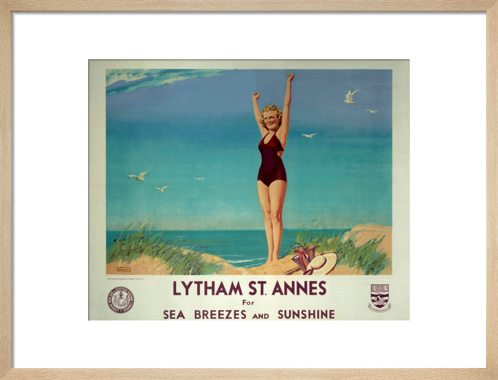 'Lytham St Annes for Sea Breezes and Sunshine', LMS poster, 1923-1947. art print medium natural Art Print - Science Museum Shop