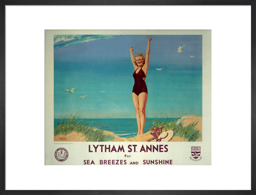 'Lytham St Annes for Sea Breezes and Sunshine', LMS poster, 1923-1947. art print large black Art Print - Science Museum Shop
