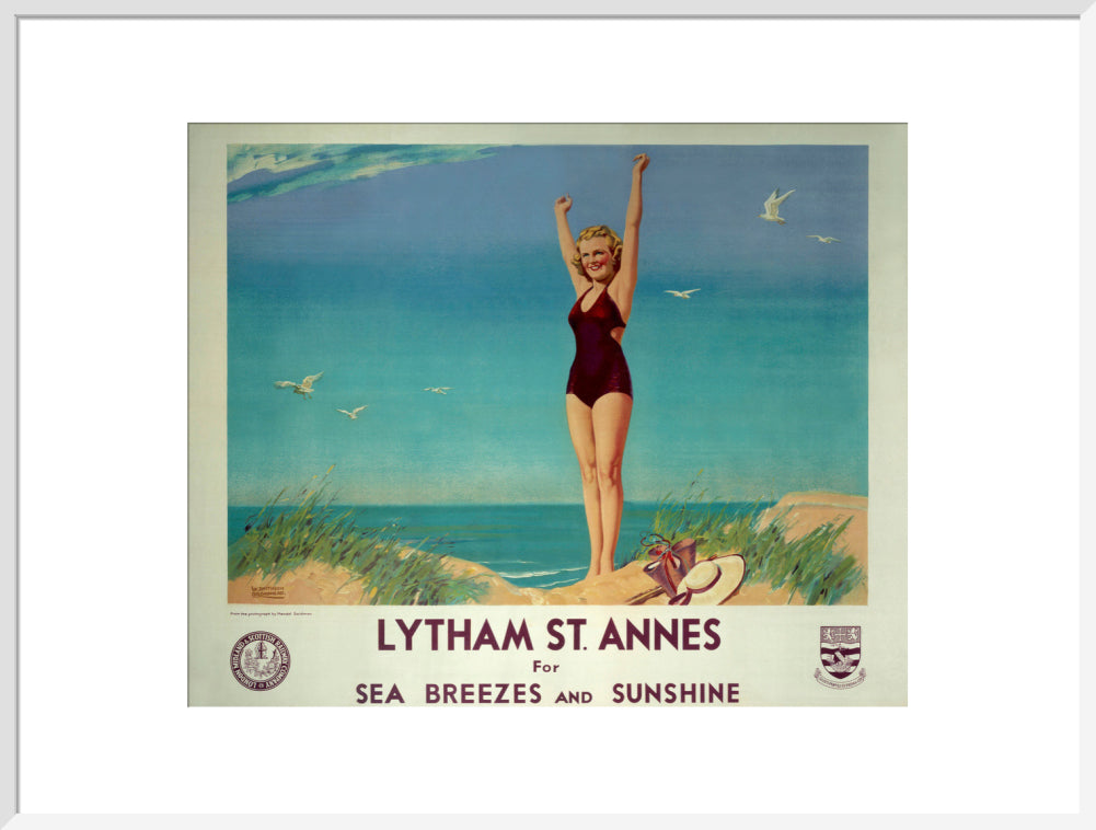 'Lytham St Annes for Sea Breezes and Sunshine', LMS poster, 1923-1947. art print extra large white Art Print - Science Museum Shop