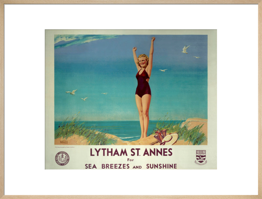 'Lytham St Annes for Sea Breezes and Sunshine', LMS poster, 1923-1947. art print extra large natural Art Print - Science Museum Shop