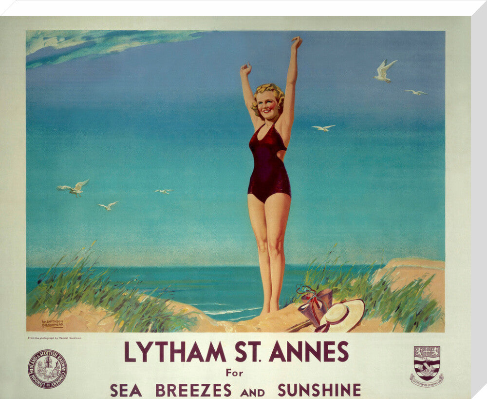 'Lytham St Annes for Sea Breezes and Sunshine', LMS poster, 1923-1947. stretched canvas large none Art Print - Science Museum Shop
