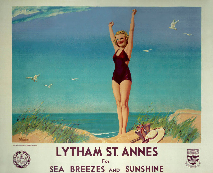 'Lytham St Annes for Sea Breezes and Sunshine', LMS poster, 1923-1947. Art Print - Science Museum Shop
