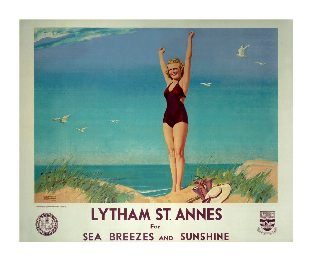 'Lytham St Annes for Sea Breezes and Sunshine', LMS poster, 1923-1947. unstretched canvas extra large none Art Print - Science Museum Shop