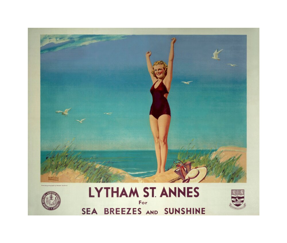 'Lytham St Annes for Sea Breezes and Sunshine', LMS poster, 1923-1947. unstretched canvas medium none Art Print - Science Museum Shop