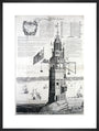 The first Eddystone lighthouse, Devon, 1703. art print large black Art Print - Science Museum Shop