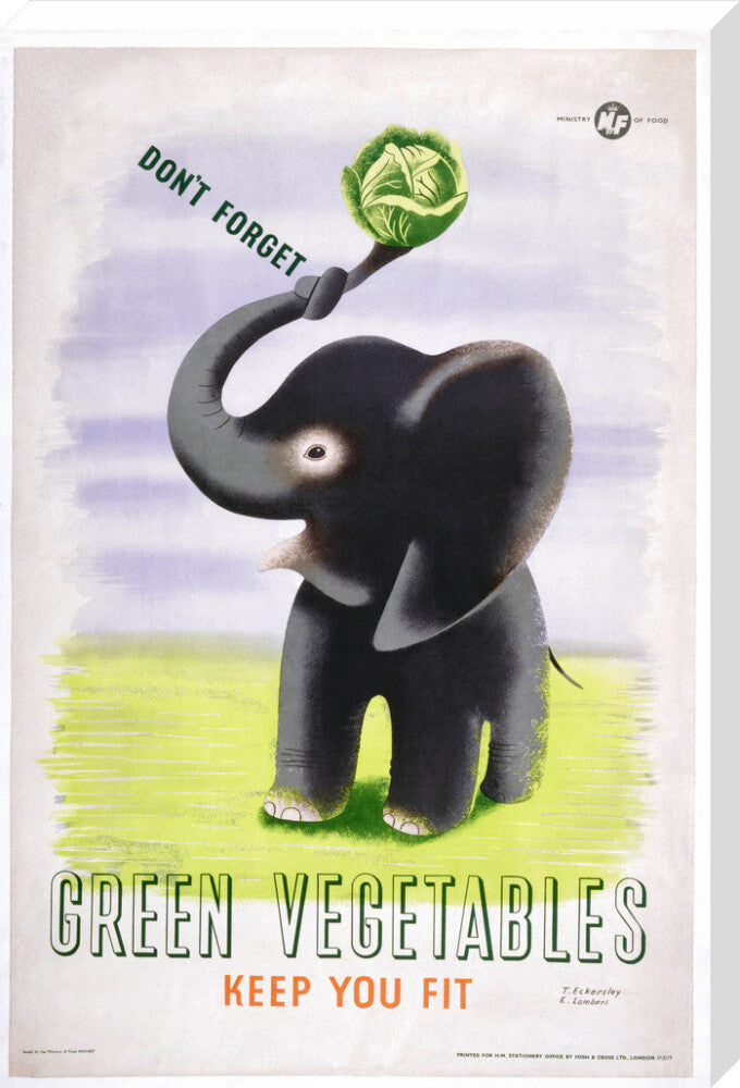 Don't Forget, Green Vegetables Keep You Fit', c 1951. stretched canvas extra large none Art Print - Science Museum Shop